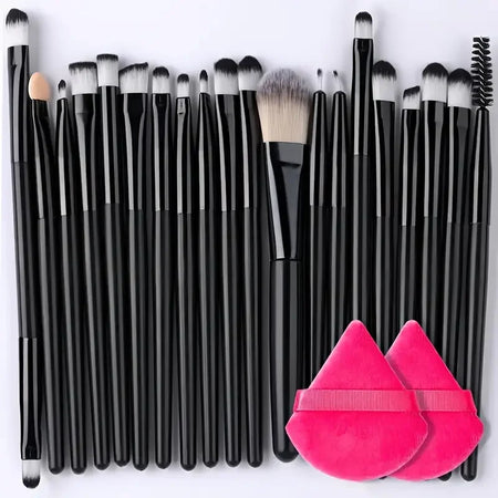 Portable 8/22/34Pcs Makeup Brush Set - Soft, Versatile Beauty Tool Kit Black-22