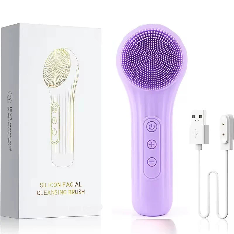 Sonic Waterproof Facial Cleansing Brush &ndash; Rechargeable Purple