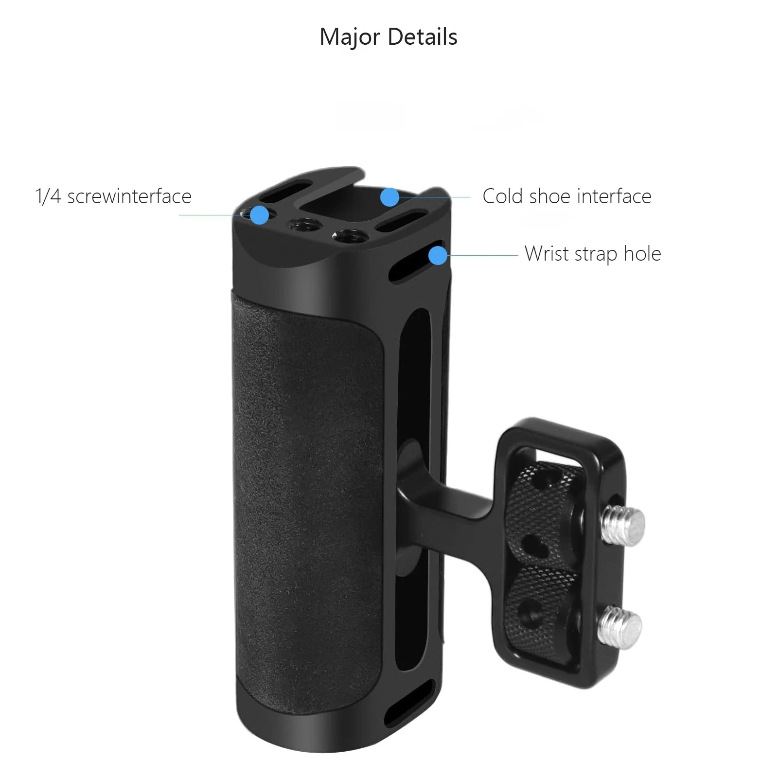 Probty Mini Side Handle Handgrip for DSLR Camera Cage with Cold Shoe Interface