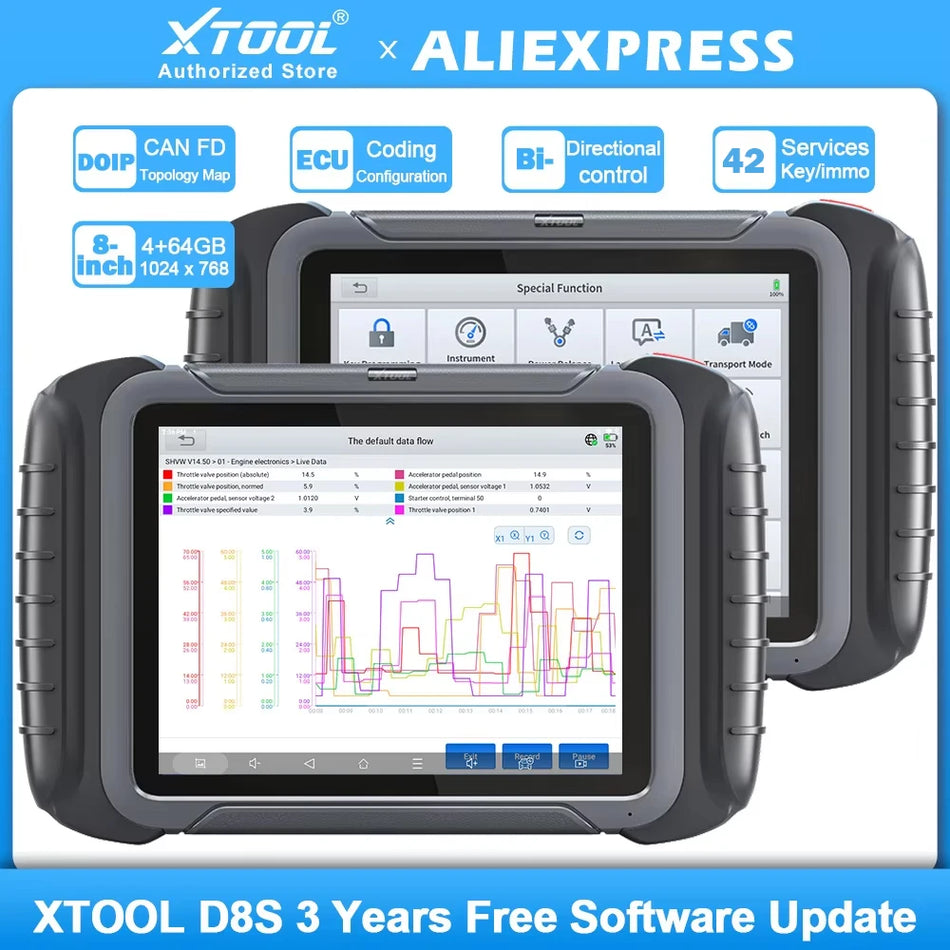 XTOOL D8S V2.0 Fahrzeugdiagnosetool mit OBD2, CANFD, DoIP, ECU-Codierung
