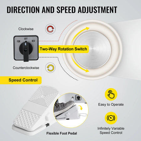 SucceBuy Pottery Wheel 25CM 280W - Removable Basin Included