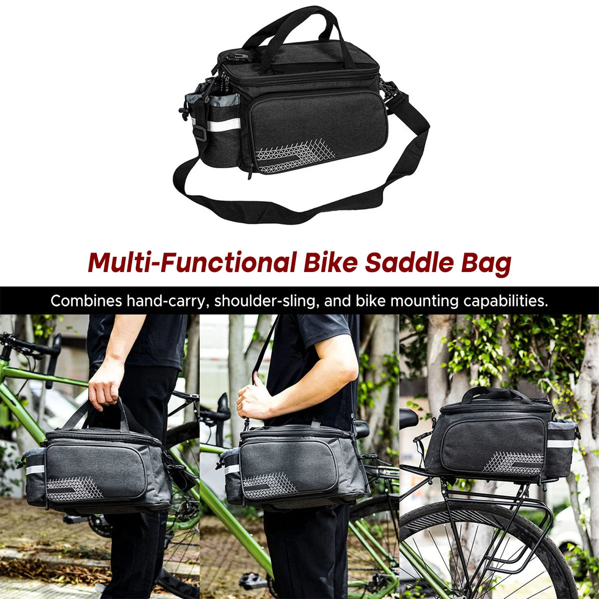 Bike Saddle Bag Rear Bike Rack Bag 17L &ndash; All In One Design