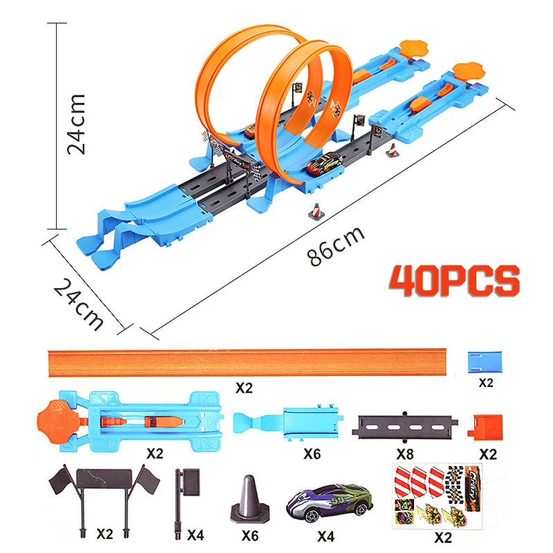 Railway Racing Track Play Set 18/40pcs &ndash; Interactive Fun 40PCS ORANGE