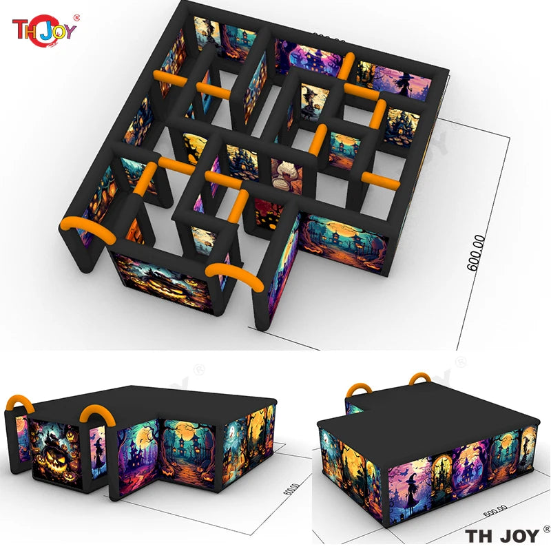 6x6m L Σχήμα Φουσκωτός Χριστουγεννιάτικος Λαβύρινθος Halloween Στοιχειωμένος