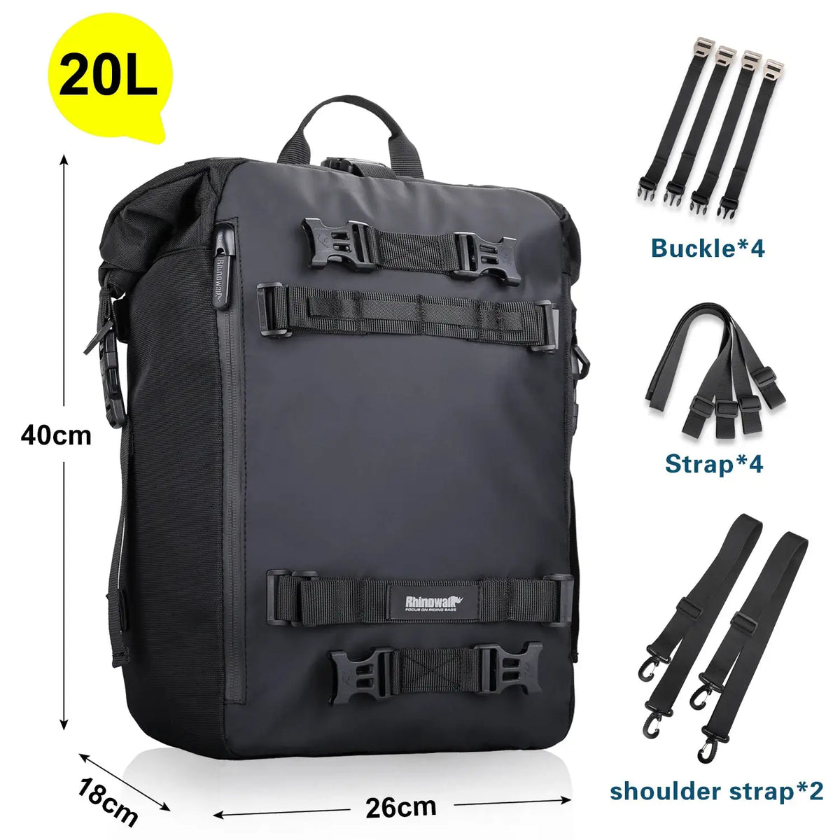 Rhinowalk Motorcycle Bag 10l/20L/30L Motor Back Seat Tail Bag Strap Install With Removable Waterproof Inner Bag by InterCyprus Trading Ltd