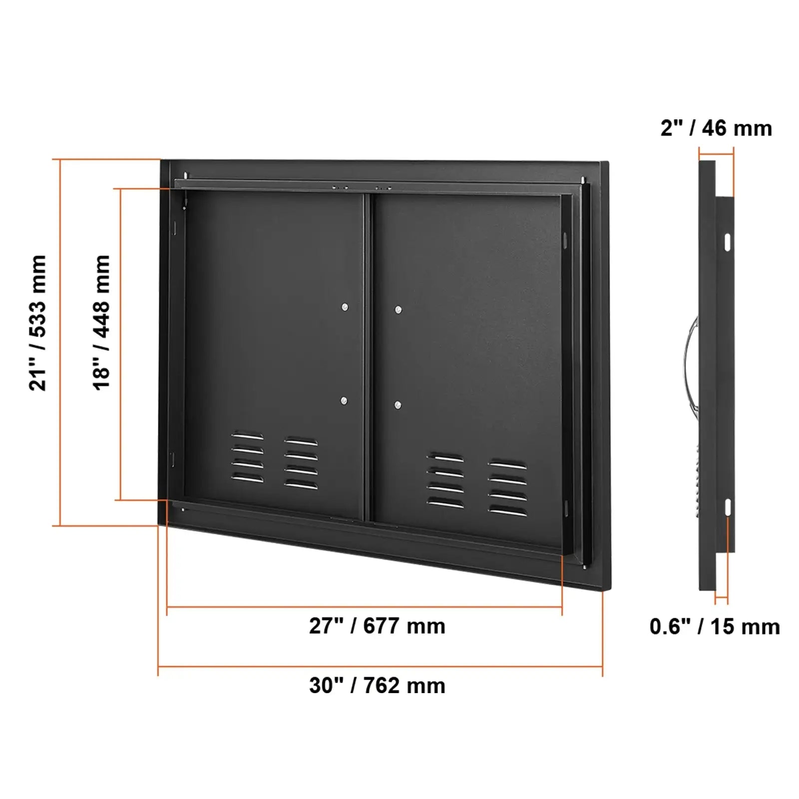 Stainless Steel Flush BBQ Door For Outdoor Kitchen 30 x 21 in Black / CZECH REPUBLIC