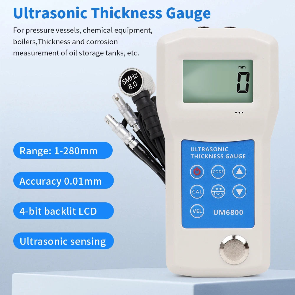 UM6800 Ultrasonic Thickness Gauge &ndash; Backlit LCD Display UM6800 280mm 0.01