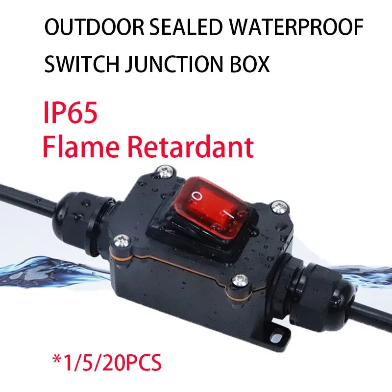 IP65 Waterproof Outdoor Rocker Switch with LED Indicator and Inline Cord