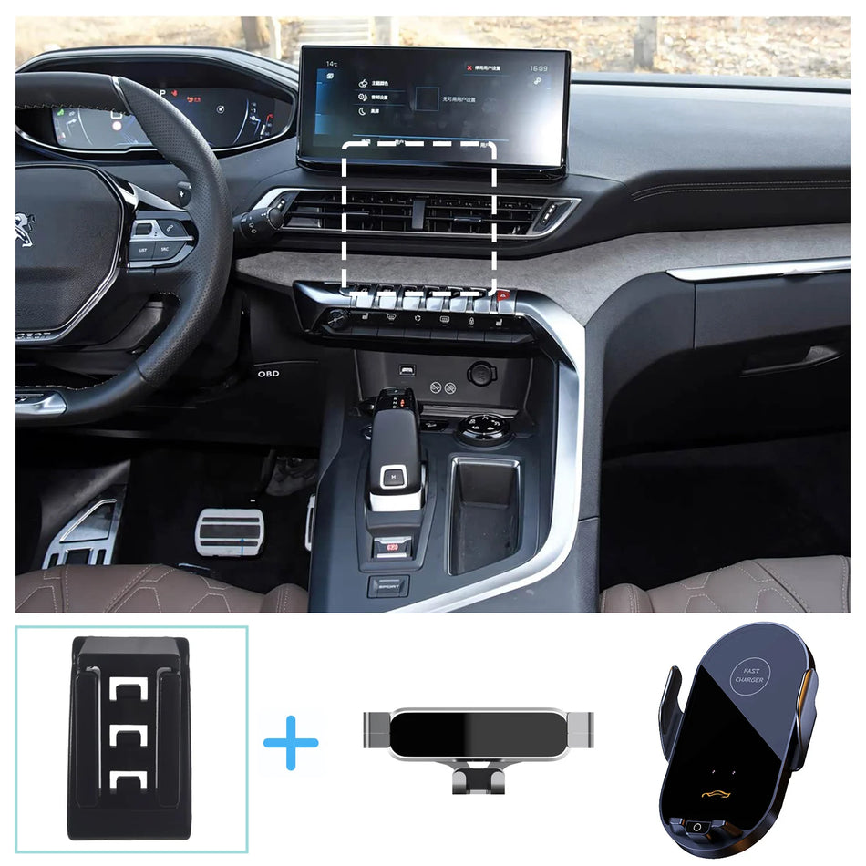 Bezdrátový nabíjecí držák telefonu pro Peugeot 4008 s gravitačním stojanem