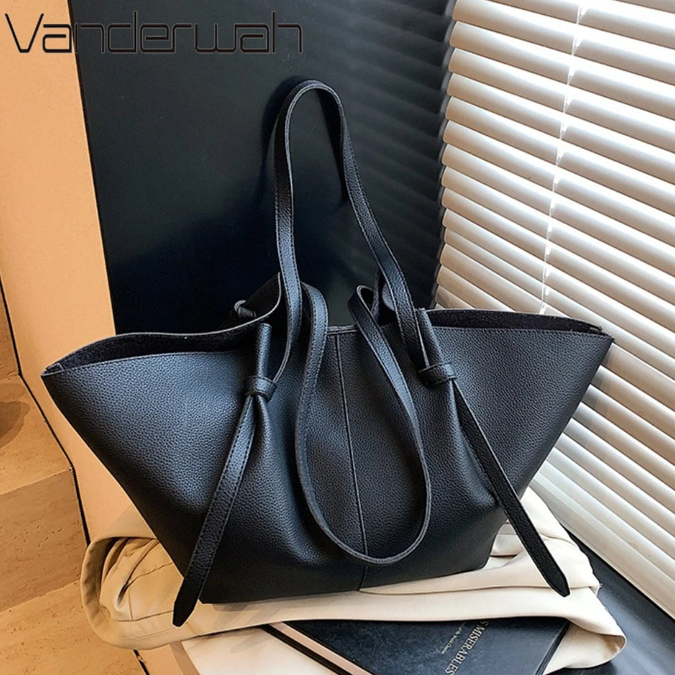 Two In One Tote Bag for Women, Luxury Designer Handbag with Large Capacity, Vintage Trapeze PU