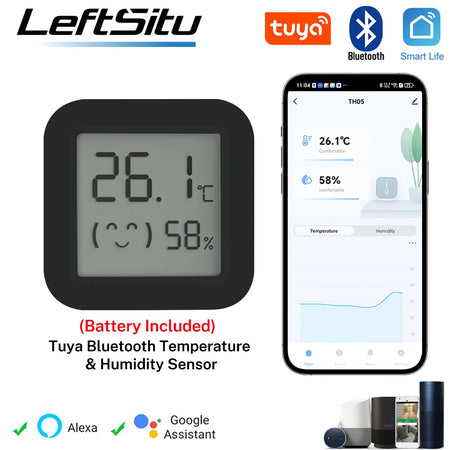 Tuya Smart Bluetooth Hygrometer Thermometer with LCD Display