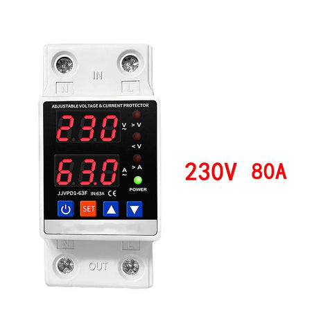 Dual Display Relay &ndash; Adjustable Surge Protection and Over Current Limit 230V 80A