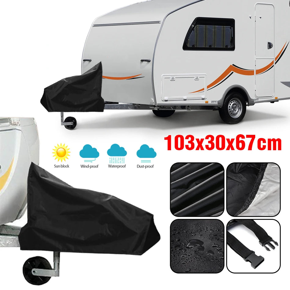 Zwarte Caravan Trailer Koppeling Deksel Stof Regen Bescherming