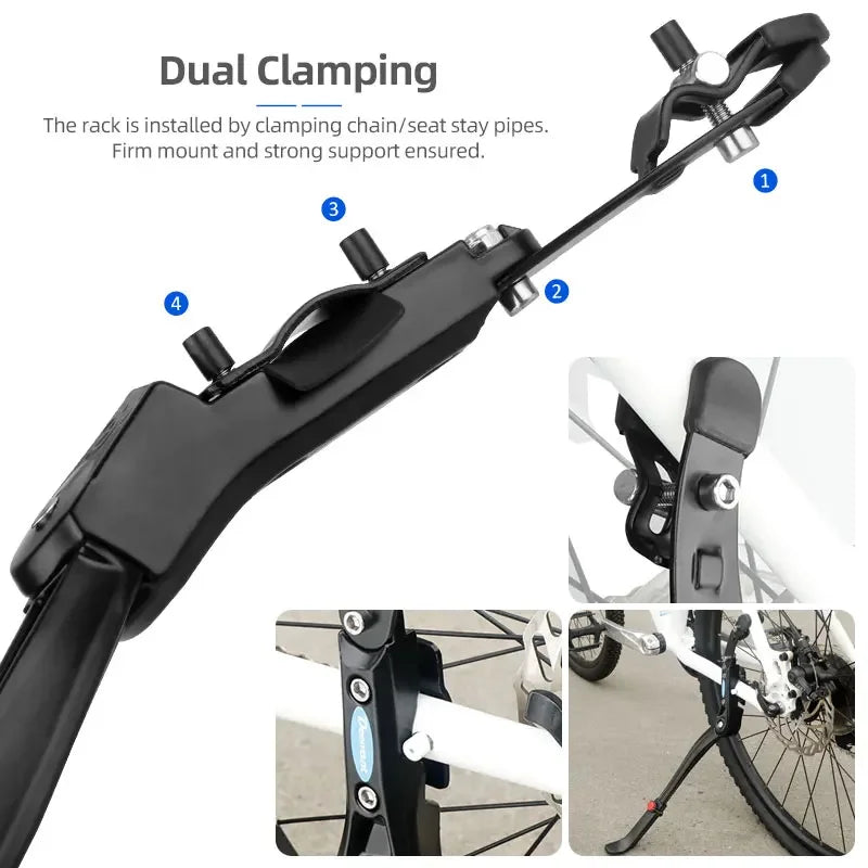 Deemount Dual Clamps Kickstand &ndash; Strong Support for 24-29 Inch Bicycles