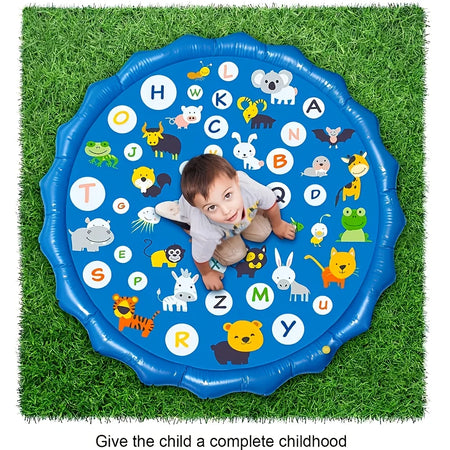 Extra Large Inflatable Sprinkler Pad for Kids &ndash; Educational Water Play with 26 Alphabets and Animal Patterns