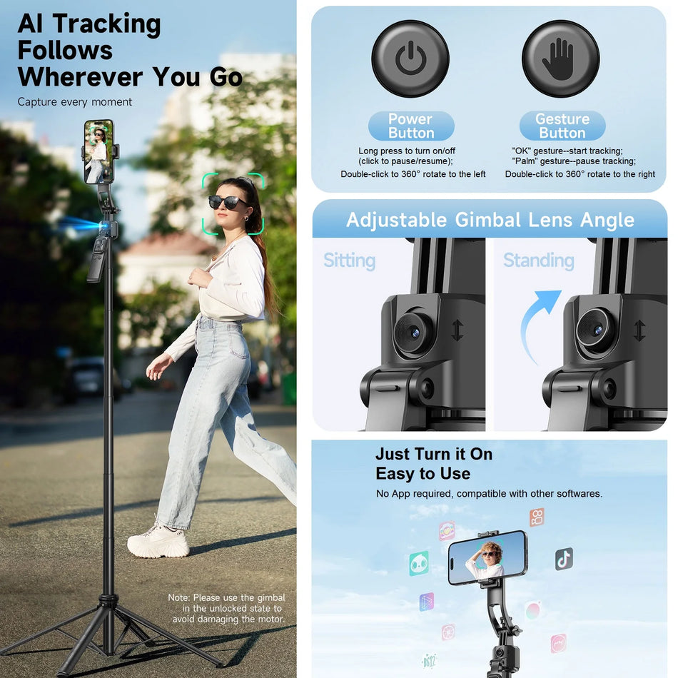 360&deg; Auto Tracking Selfie Stick Tripod