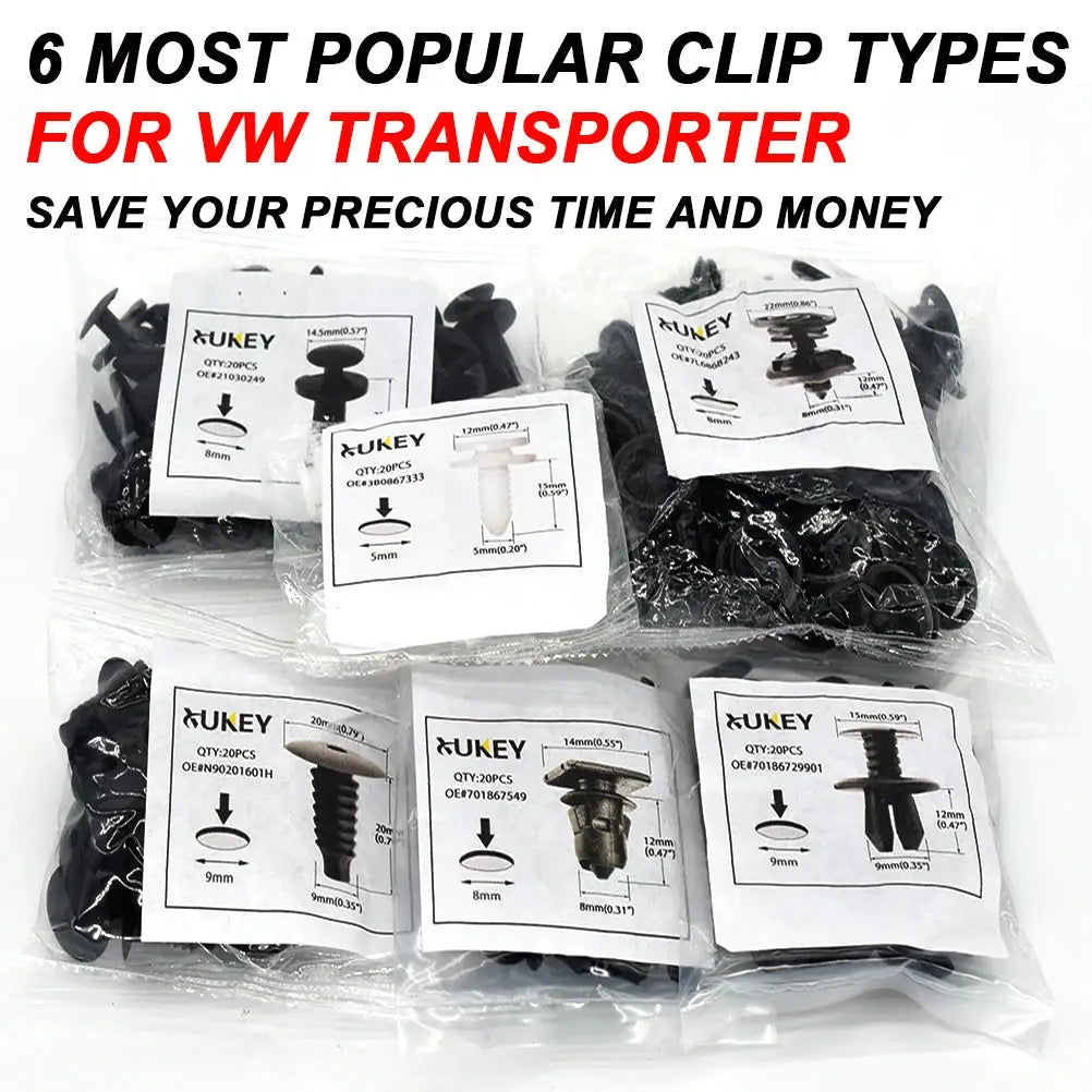 120x For VW Transporter T4 T5 T6 Car Trim Lining Clips Bumper Retainer Auto Engine Undertray Cover Fastener Plastic Push Rivets by InterCyprus Trading Ltd
