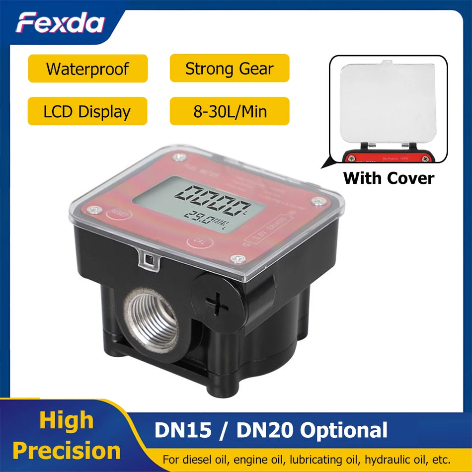 Ūdensizturīgs LCD digitālais plūsmas mērītājs augstas precizitātes zobratu plūsmas mērītājs sensors DN15/DN20