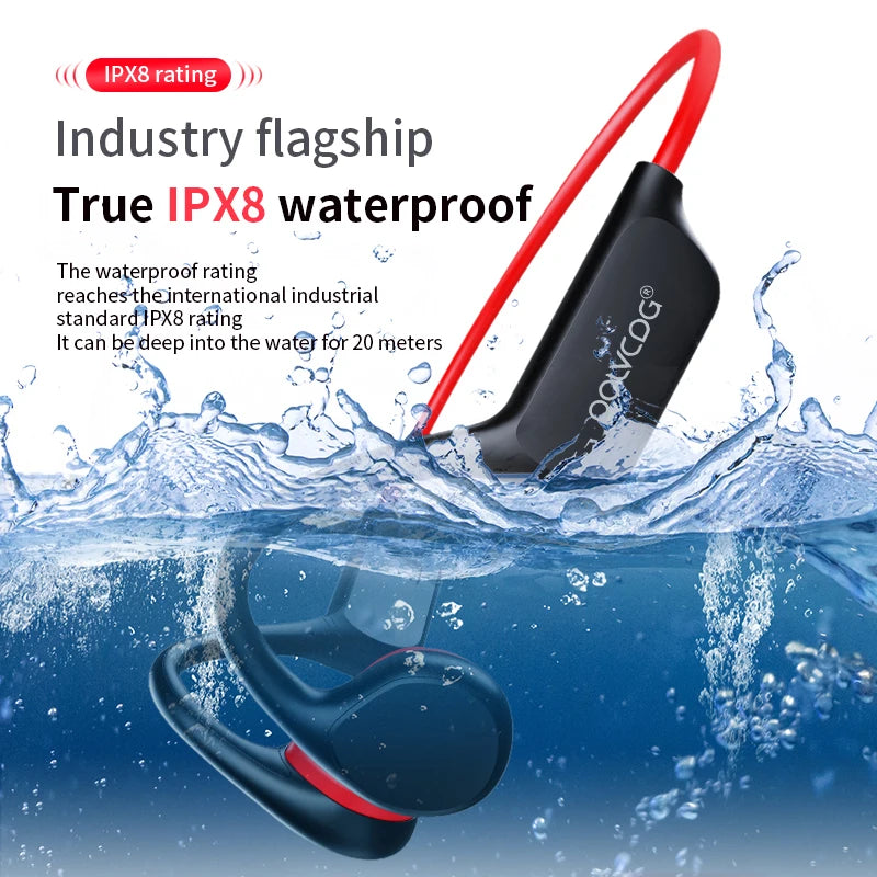 POLVCDG Bone Conduction Headset - IPX8 Waterproof Bluetooth 5.3