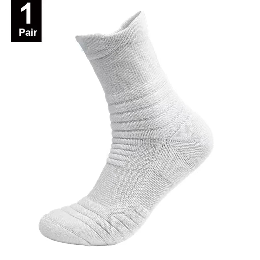 Men's Anti-slip Sports Socks 1pair-Long-White / EU39-45
