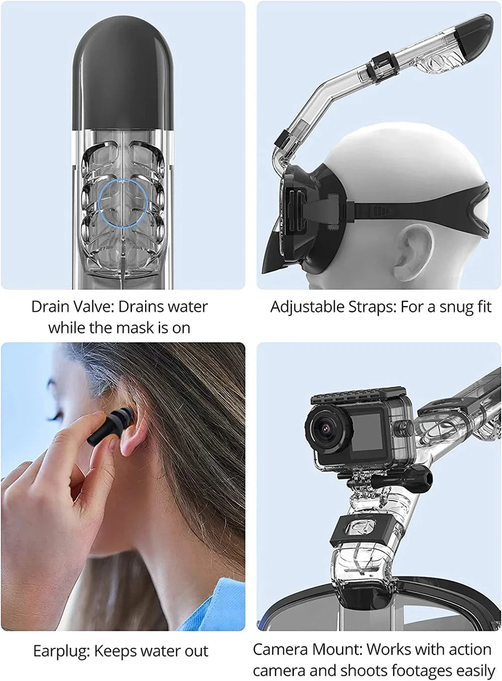 Underwater Snorkeling Half Face Mask Set - Fogless View