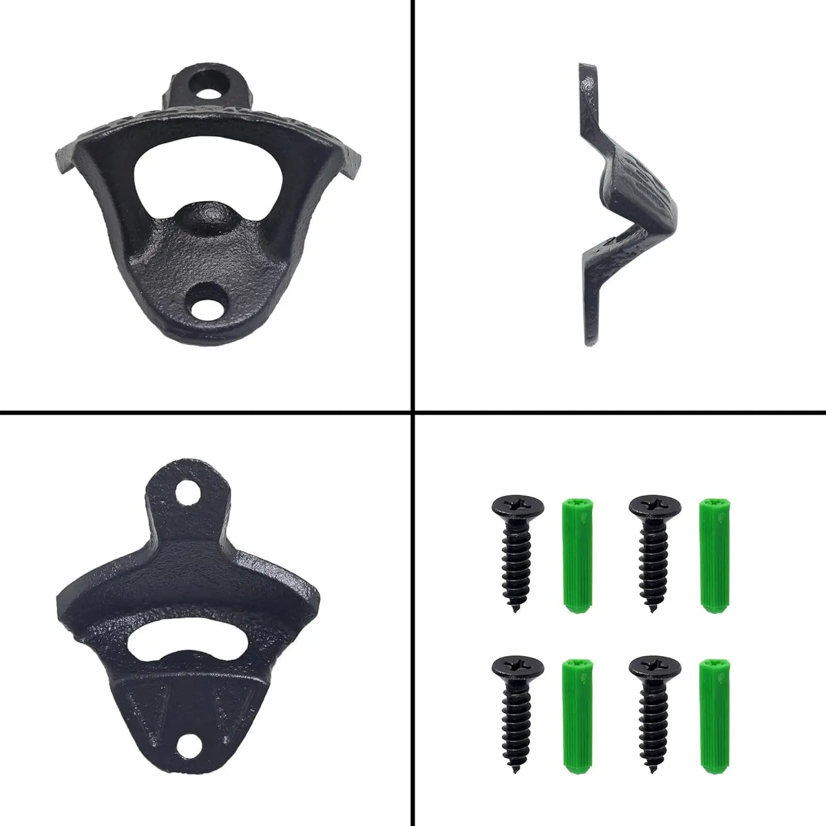 Wall Mounted Beer Opener Cast Iron Black 2Pack &ndash; Heavy Duty