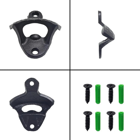 Wall Mounted Beer Opener Cast Iron Black 2Pack &ndash; Heavy Duty