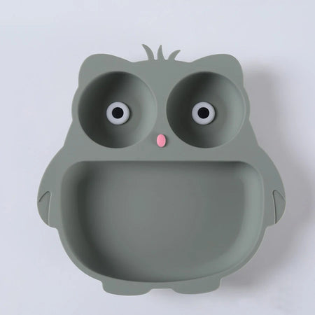 Cartoon Owl Suction Cup Bowl &ndash; Perfect for Baby Feeding Training green