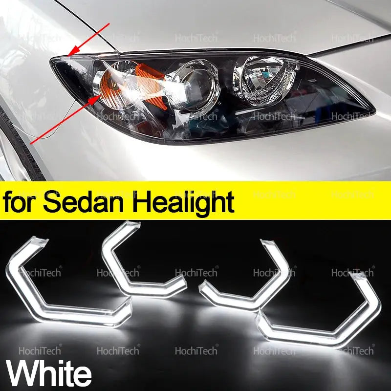 For Mazda 3 Mazda3 Axela BK Sedan 2003-2008Retrofit DTM M4 Style Lemon Yellow White Headlamp CSL Style Day Light Angel Eyes Kit by InterCyprus Trading Ltd