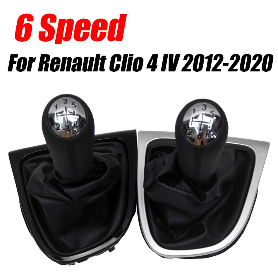 Palanca de Cambios de Cuero Negro y Funda para Renault Clio 4 IV