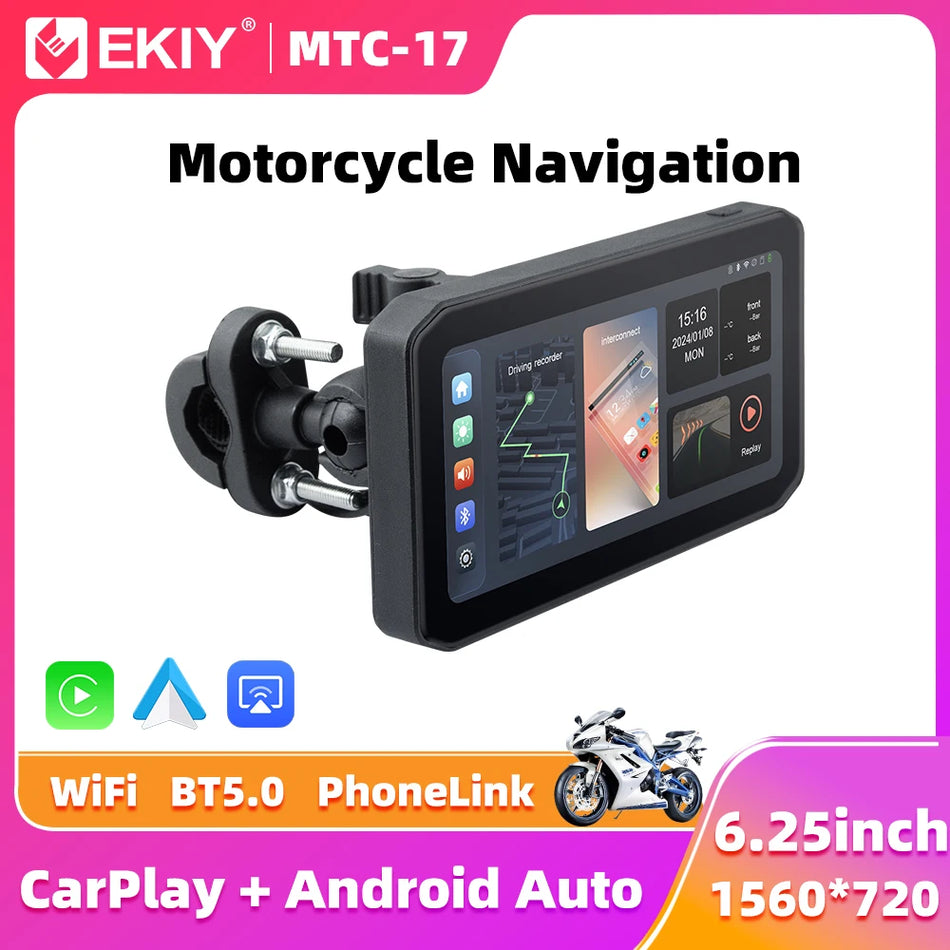 EKIY 6.25 Inch Portable Digital Motorcycle Dashboard &ndash; Waterproof GPS Navigation Display with TPMS Monitor