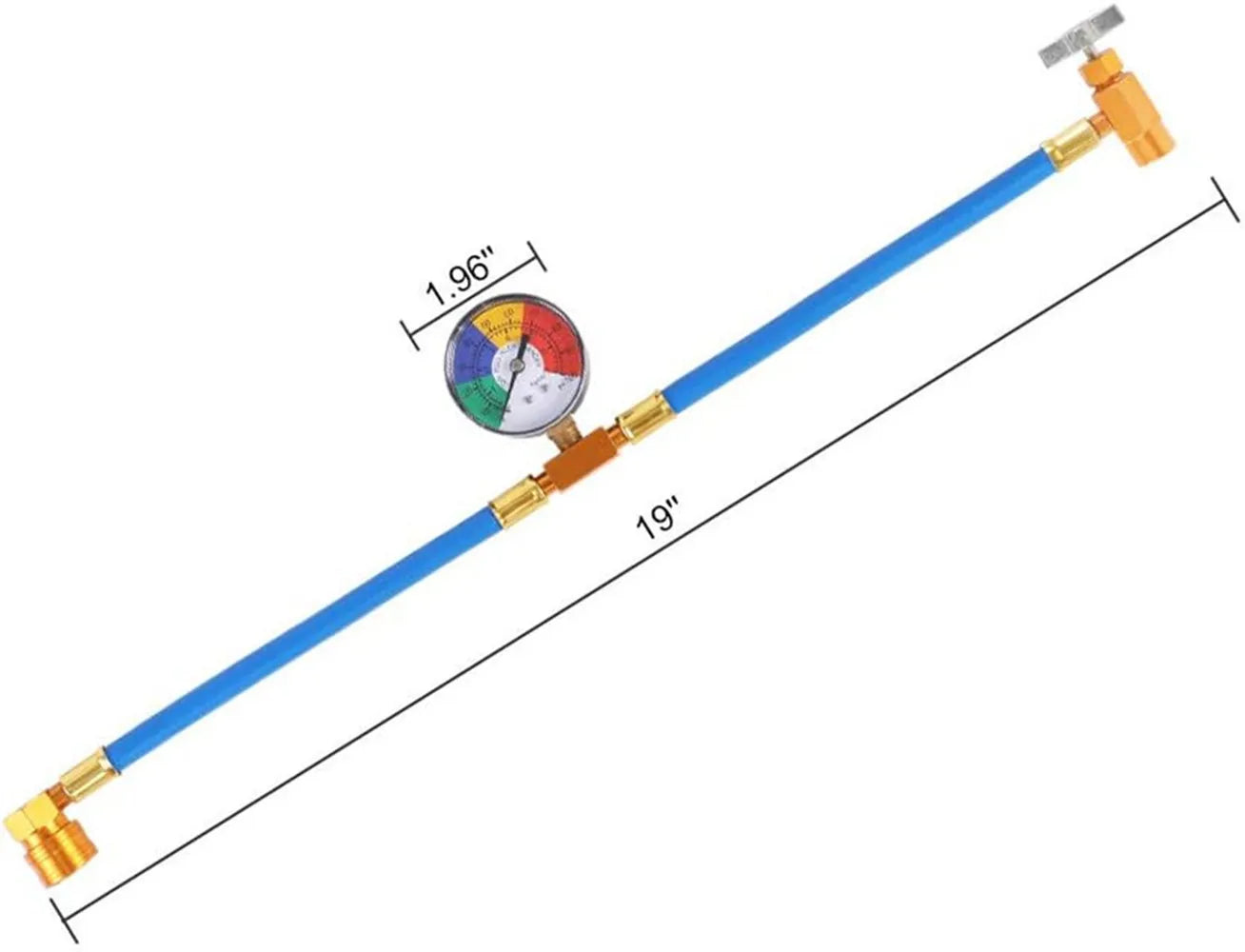 R134a Car AC Refrigeration Recharge Hose Kit with Pressure Gauge &amp; Quick Coupler