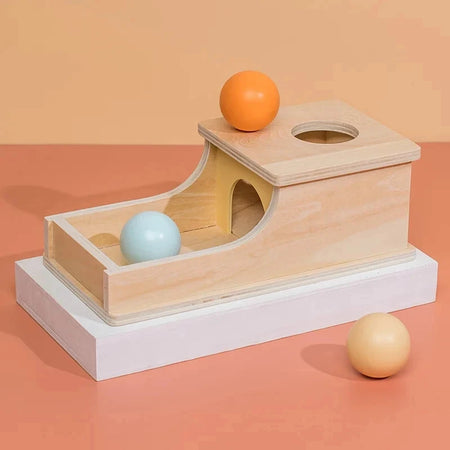 Montessori Coin Ball Box &ndash; Wooden Object Permanence Box 422709 target box