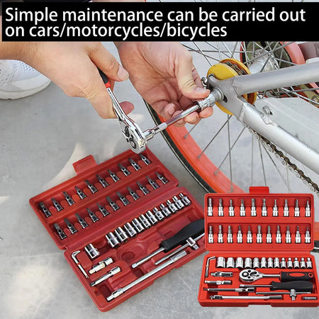 Motorcycle 46pcs 1/4 Drive Socket Set Amagi &ndash; Durable