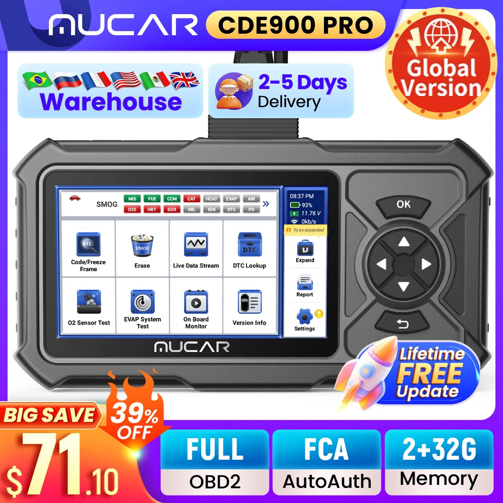 MUCAR CDE900 Pro OBD2 Scanner &ndash; Full System Diagnostics