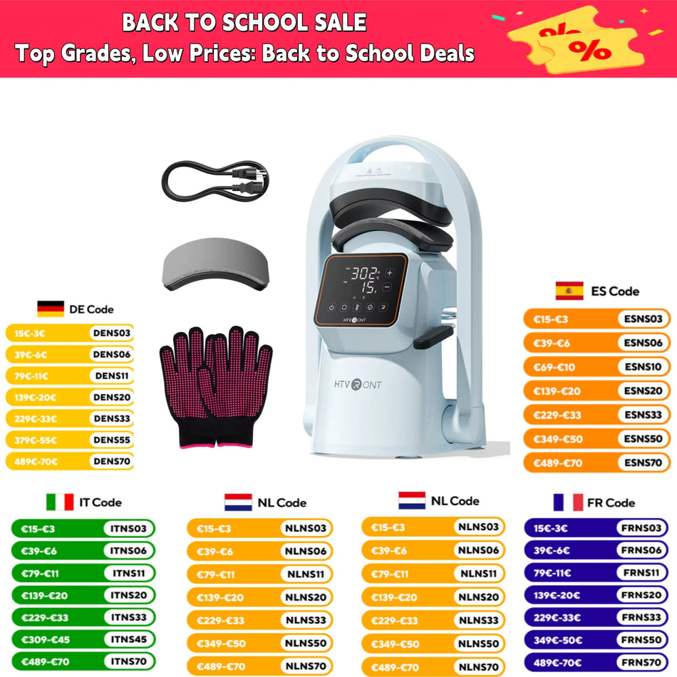 HTVRONT A300 Auto Hat Heat Press with Precise Temp&Timer Control, 2 Platens For Caps, DTF Film, Embroidery Patches, Sublimation