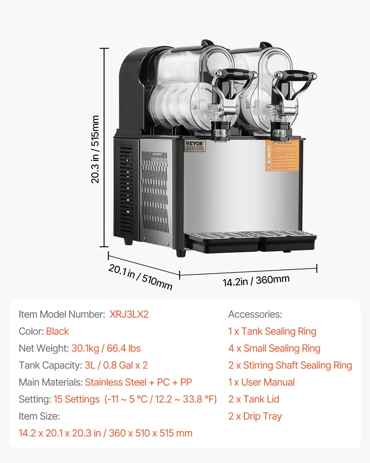 Commercial Slushy Machine Stainless Steel Dual 12L Tanks 2x3L / CZECH REPUBLIC