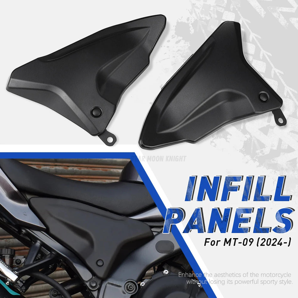 Yamaha MT-09 2024 bakre infyllnadspaneler, ram sidopanelsskydd med plast och järn