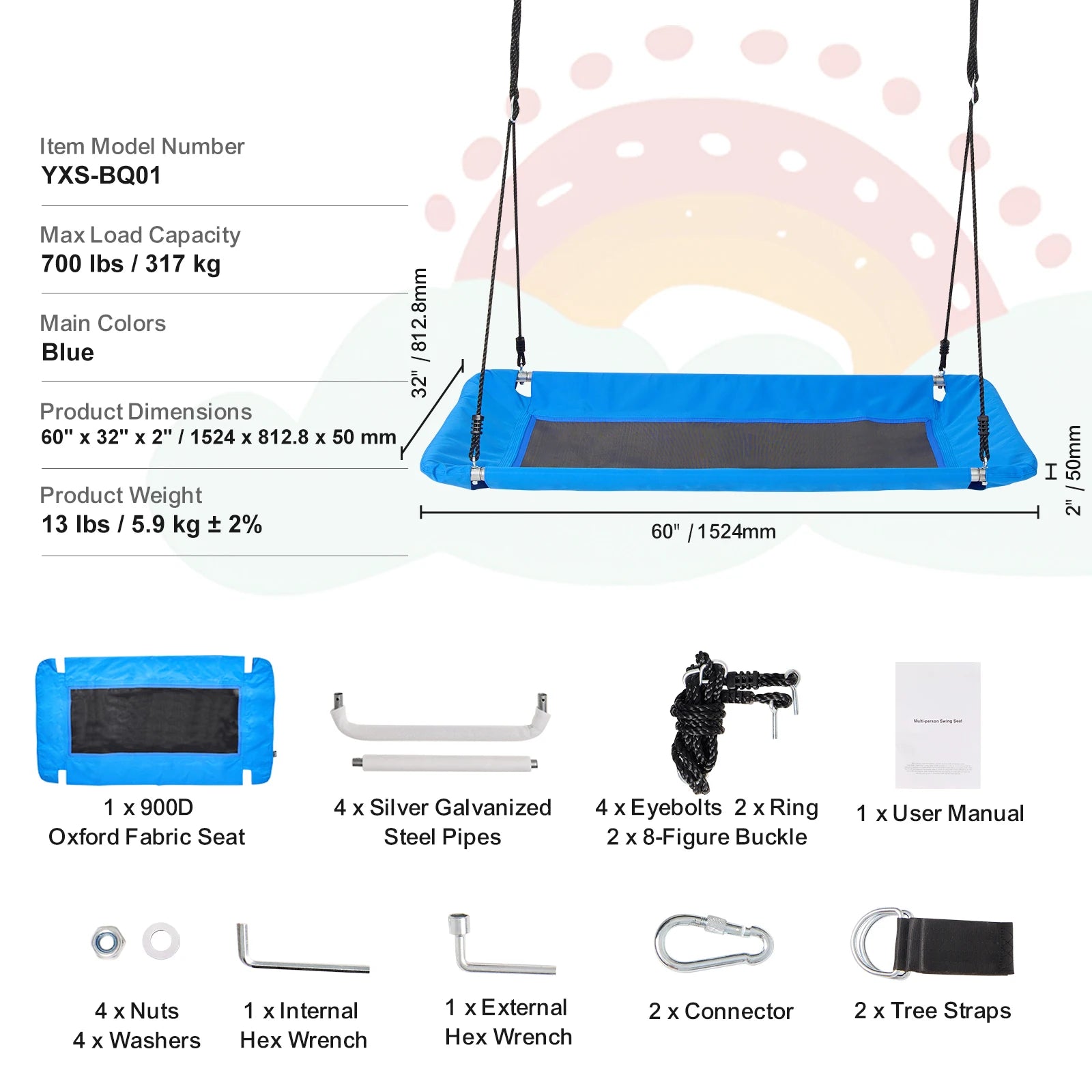 SucceBuy Tree Swing Saucer Round Swing 750lbs &ndash; Sturdy Ropes