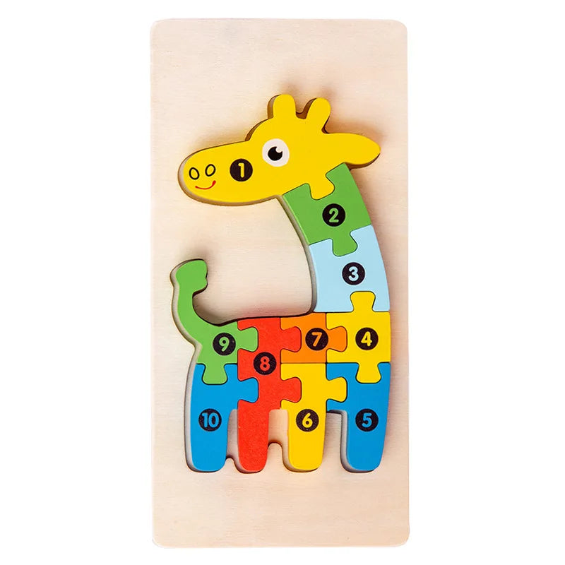 Wooden 3D Dinosaur Puzzle for Toddlers - Educational Jigsaw Toy for Early Learning and Color Sorting E