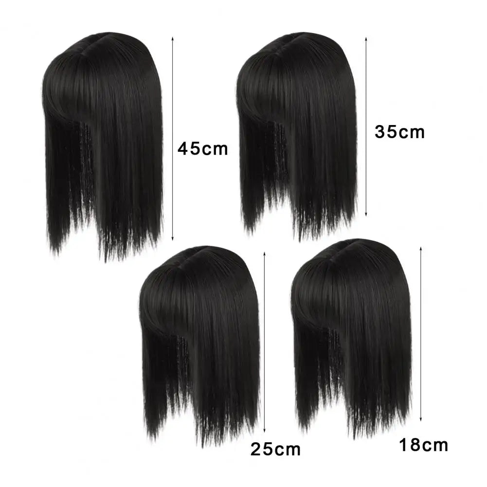 Versatile Long Straight Wig with Air Bangs - High Temperature Fiber