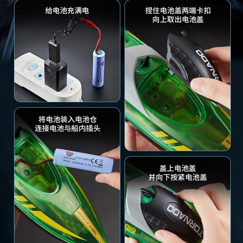 HJ819 High-Speed 2.4G Remote Control LED Speedboat for Kids
