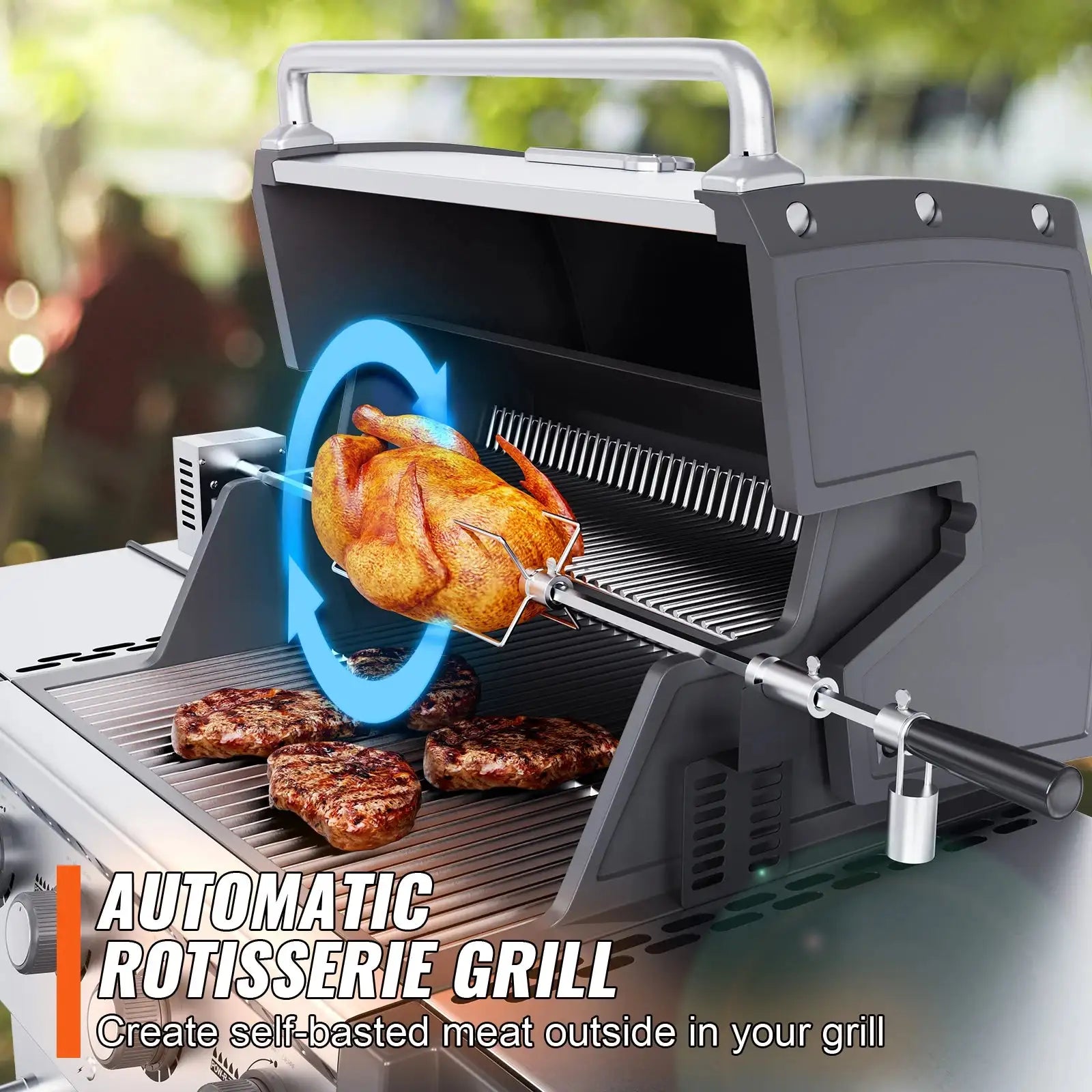 Universal Grill Rotisserie Kit 9W Stainless Steel