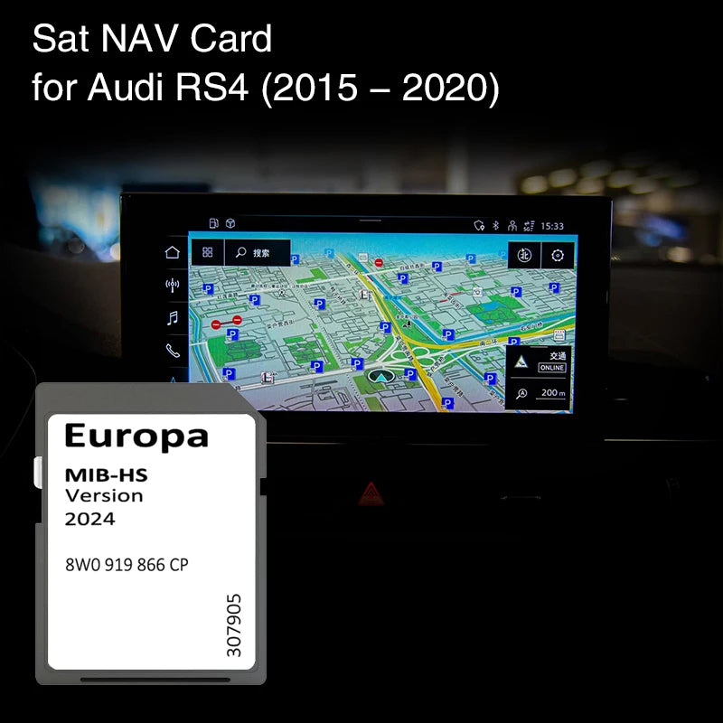 2024 Update Europe UK Maps 8W0919866CP &ndash; 16GB SD Navigation CHINA / for Audi MIB-HS RS4