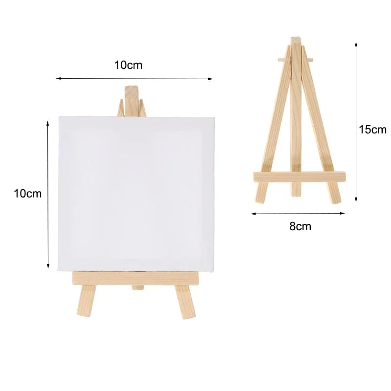 12Pcs 5 Inch Mini Easel Set &ndash; 3x3 Inch Canvases Included