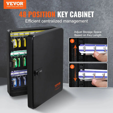 48 Key Cabinet Lock Box with Adjustable Racks