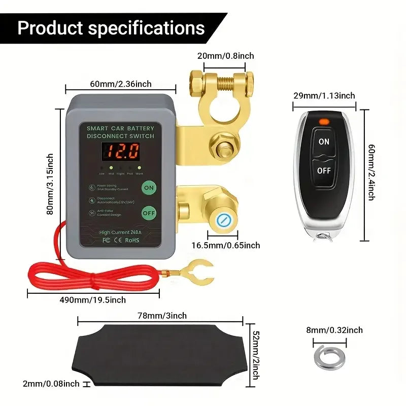 ITYAGUY Araba Kesme Anahtarı 12V 240A Uzaktan Akü Kesici Dijital Ekran ile