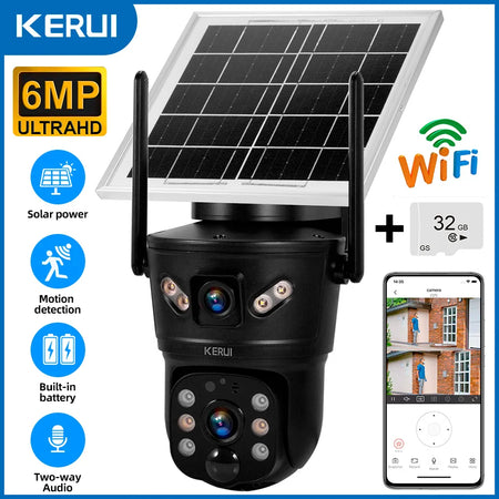 KERUI 6MP Solar Security Camera WIFI Cam and 32GB / CHINA