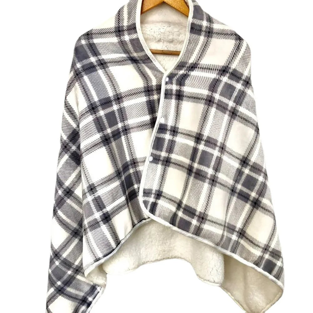 USB Electric Blanket Wearable &ndash; Three Heat Settings Grey Grid