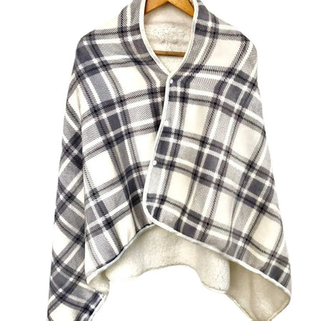USB Electric Blanket Wearable &ndash; Three Heat Settings Grey Grid